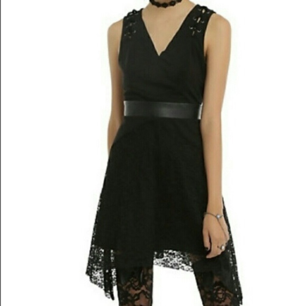 Hot Topic Black Lace Up Tank Dress Size MEDIUM